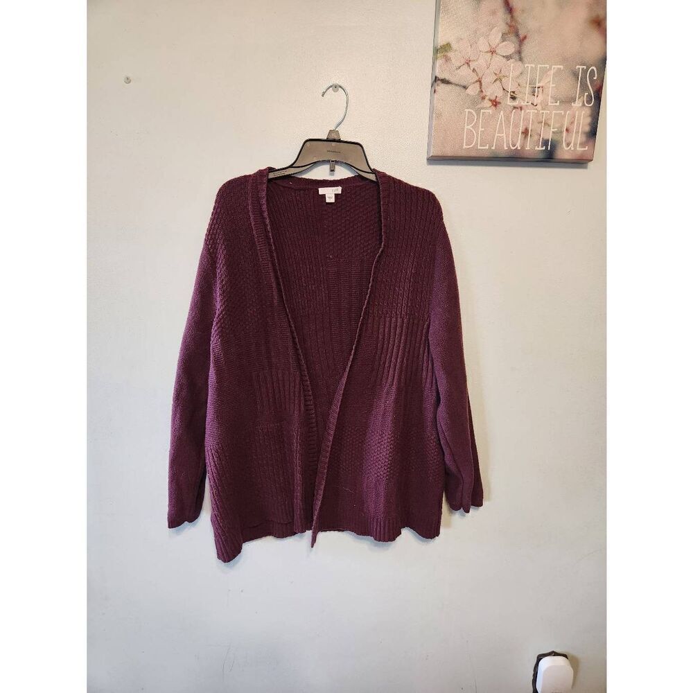 J. Jill Women's Size XL Maroon Wool Blend Heavy Cardigan